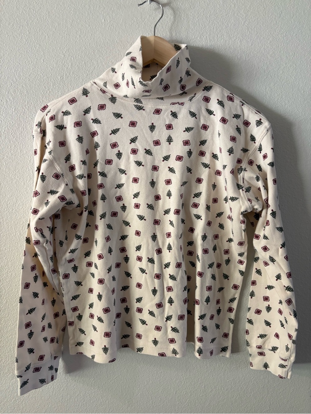 90s Butter Mom Vintage Christmas Tree Turtleneck Cotton Long Sleeve Cherokee M